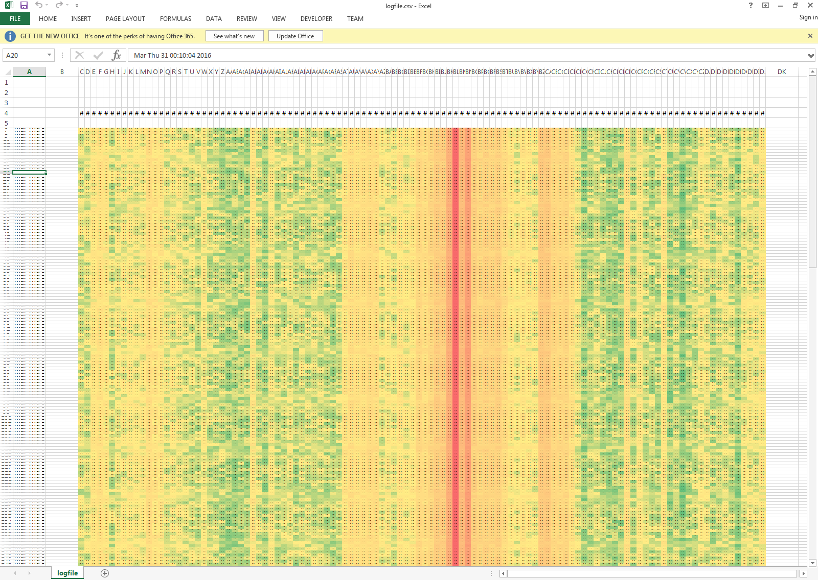 Touchstone RF spectrum analyzer software -- Data Logging mode