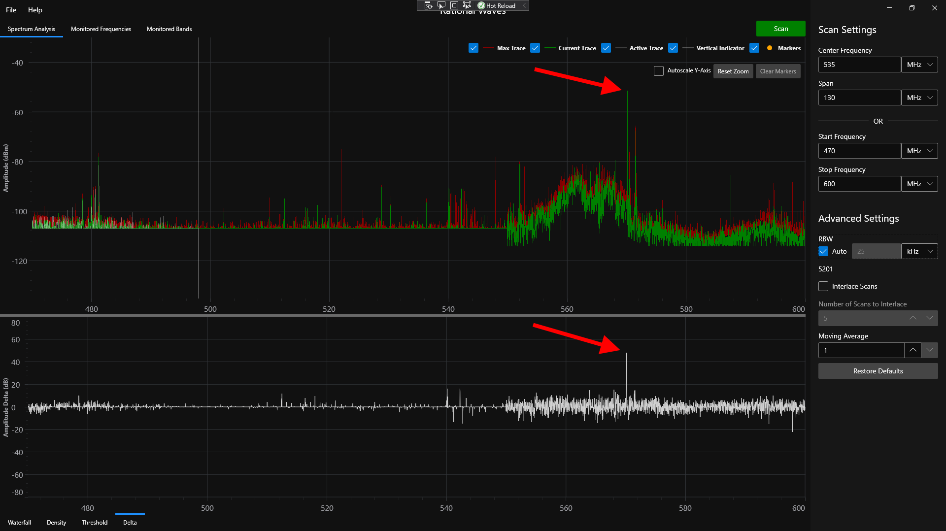 Rational Waves RF Spectrum Analyzer Software