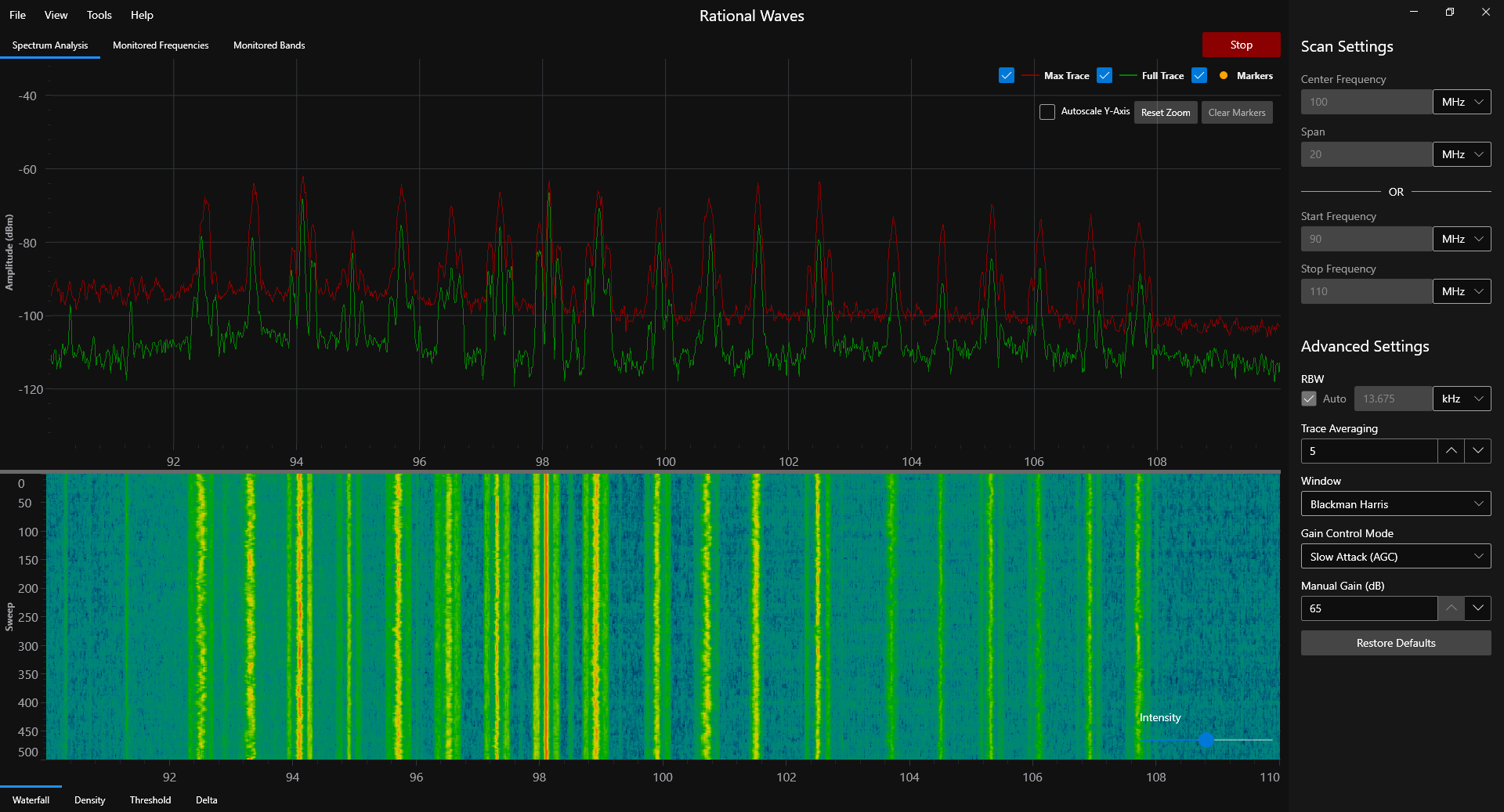 Rational Waves RF Spectrum Analyzer Software